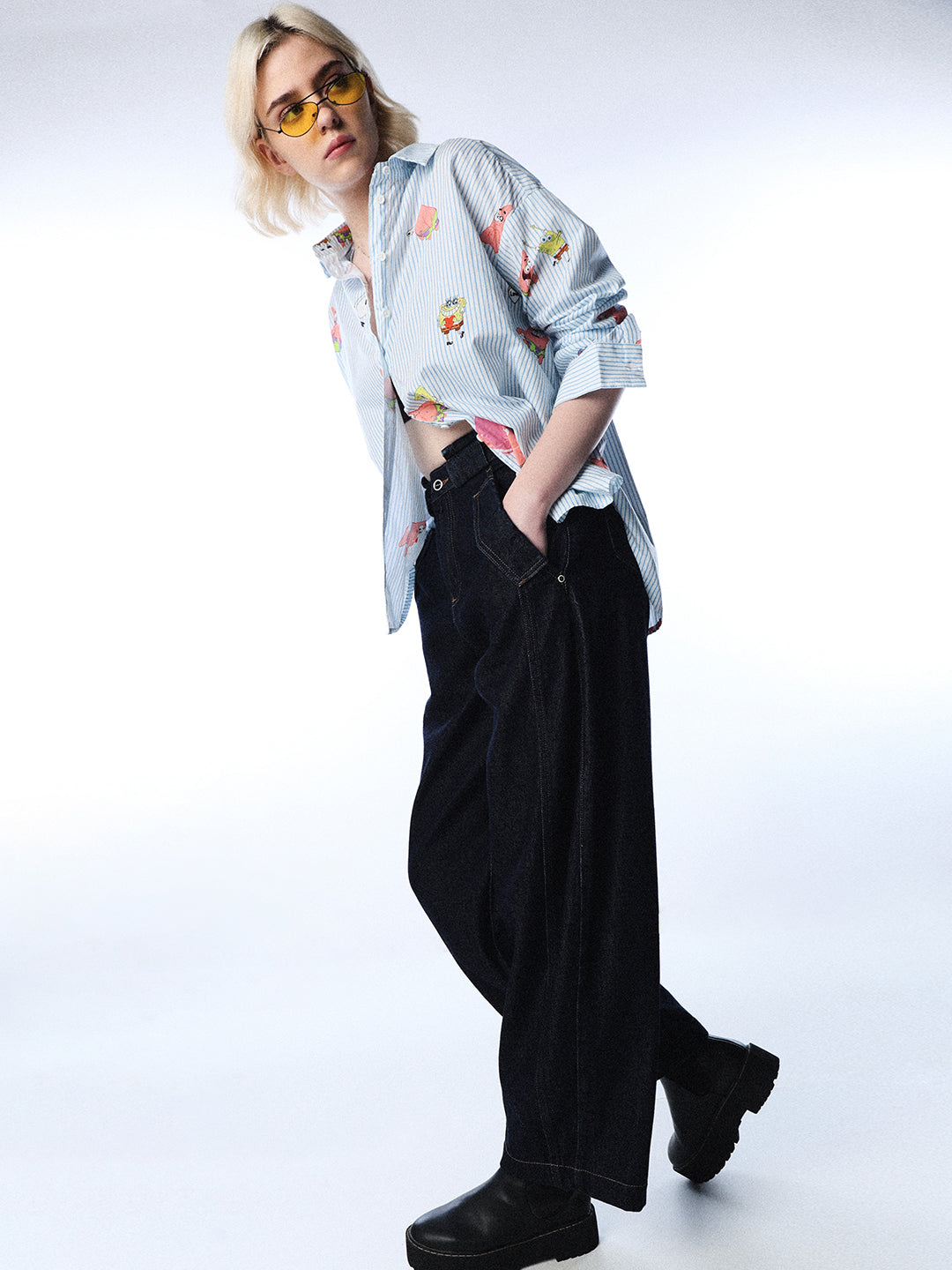 SpongeBob Printed Striped Shirt