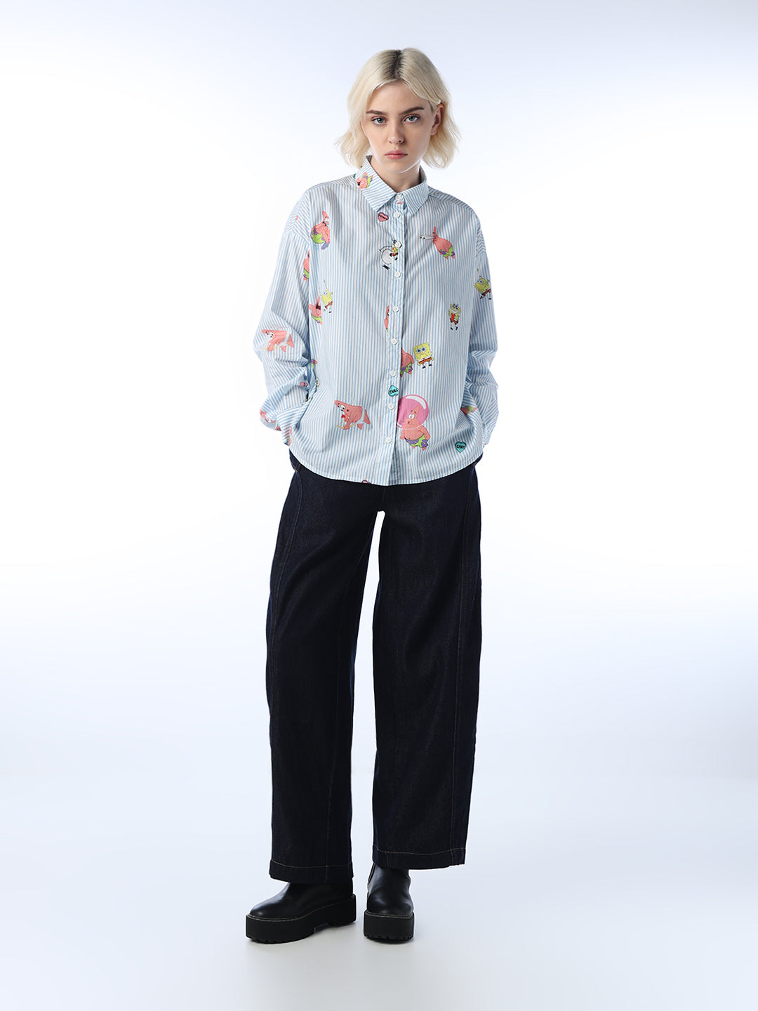 SpongeBob Printed Striped Shirt