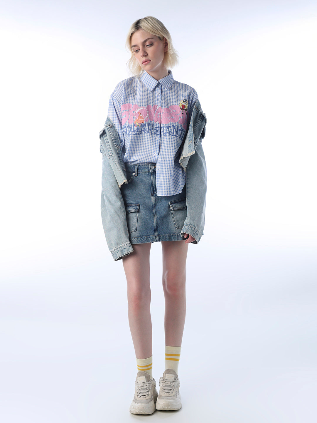 Textured Check SpongeBob Shirt