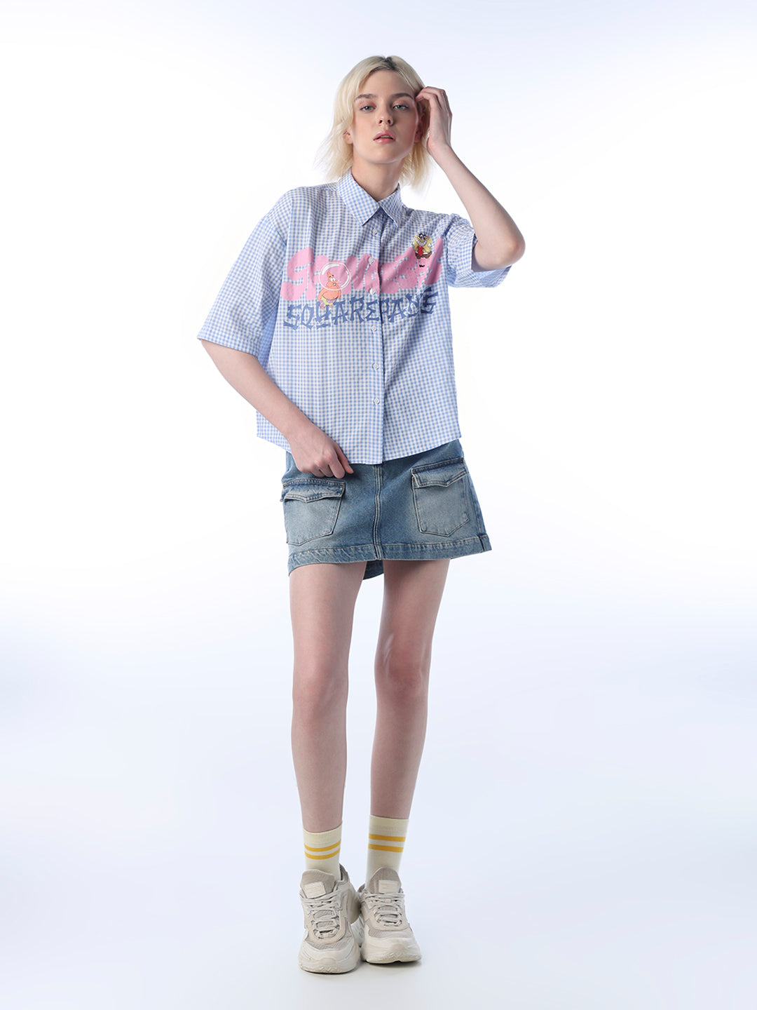 Textured Check SpongeBob Shirt