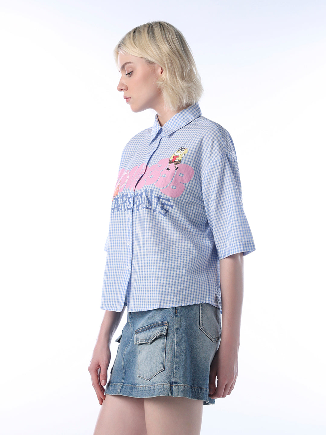 Textured Check SpongeBob Shirt