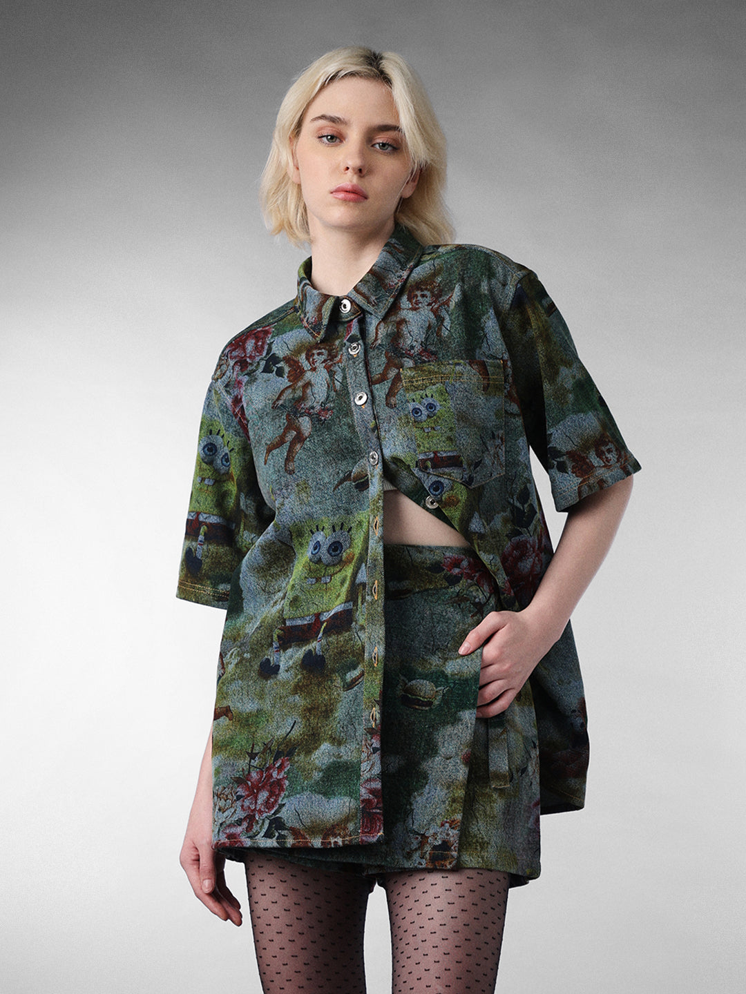 Denim SpongeBob Oversized Shirt