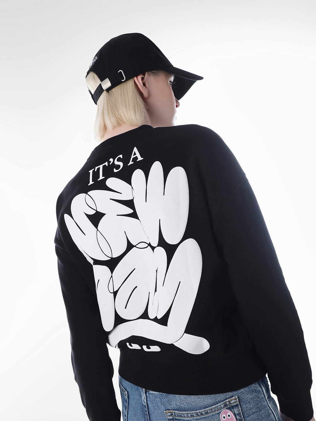 Black Printed Cotton Sweatshirt