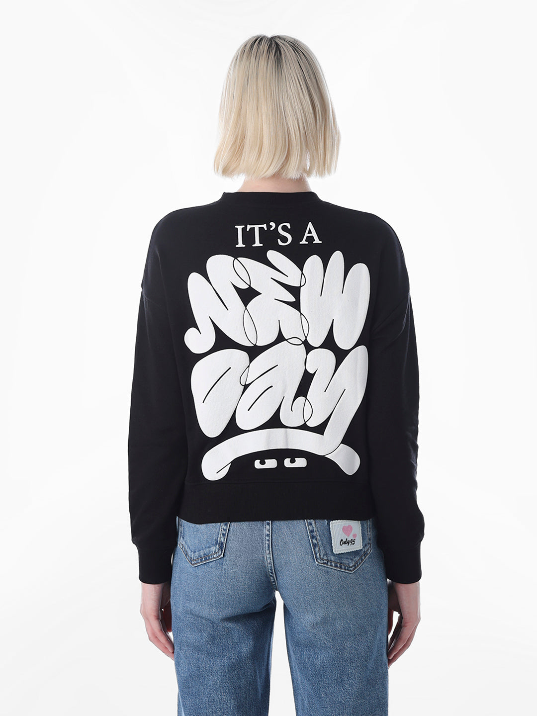 Black Printed Cotton Sweatshirt