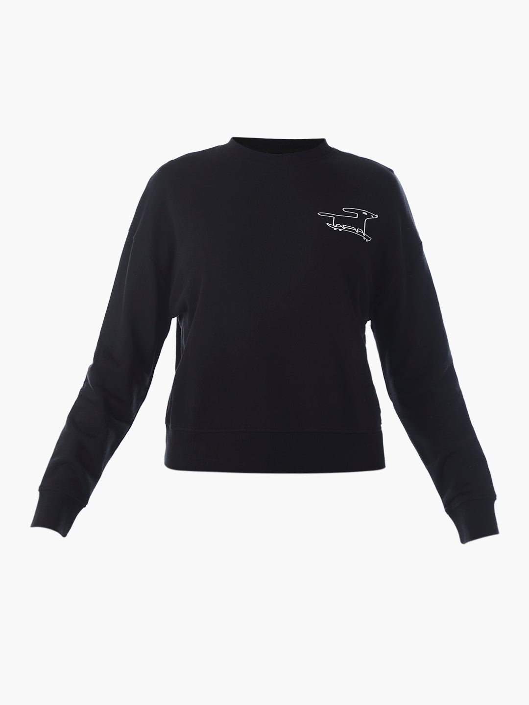 Black Printed Cotton Sweatshirt