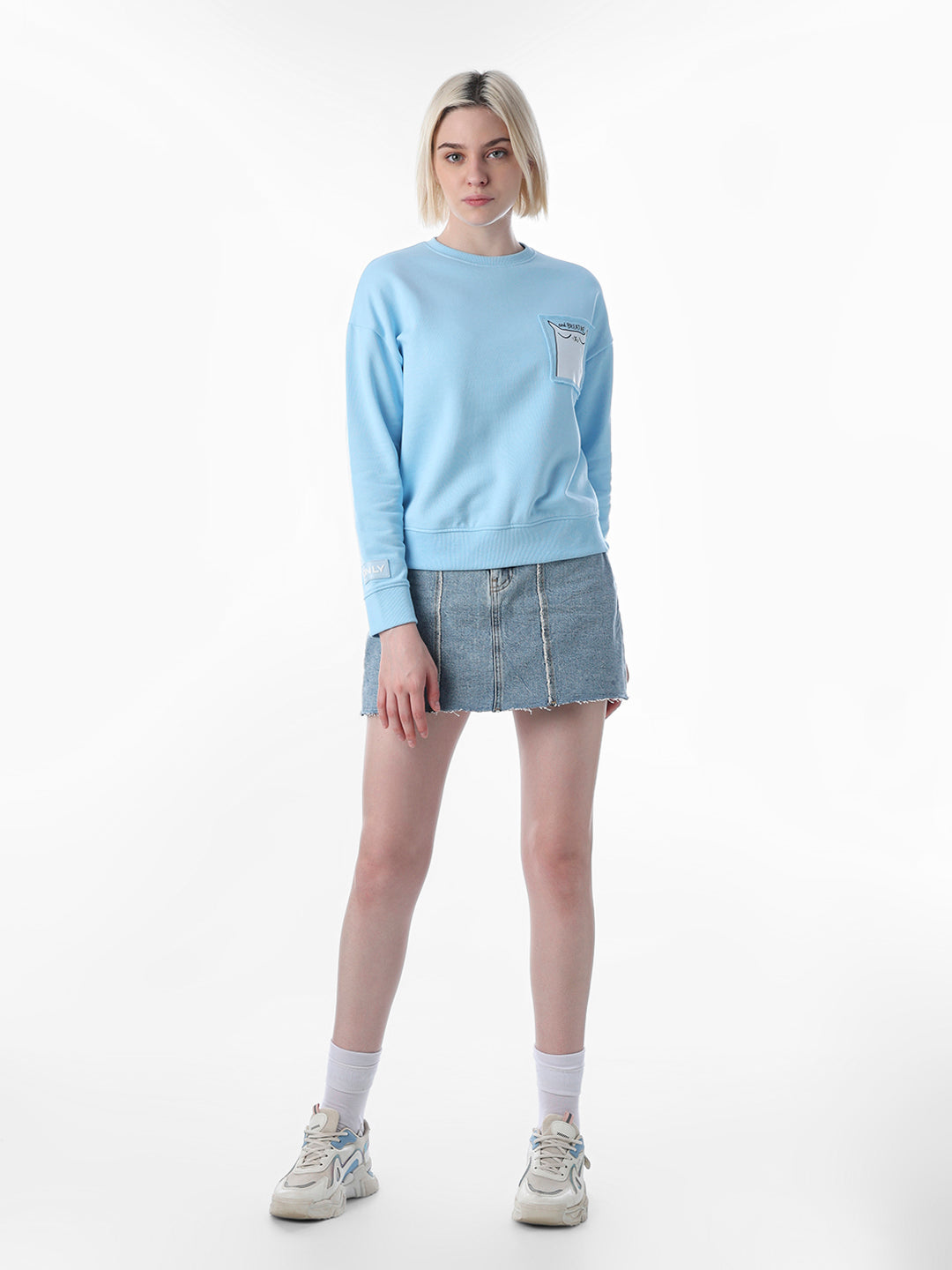 Blue Printed Regular Fit Sweatshirt