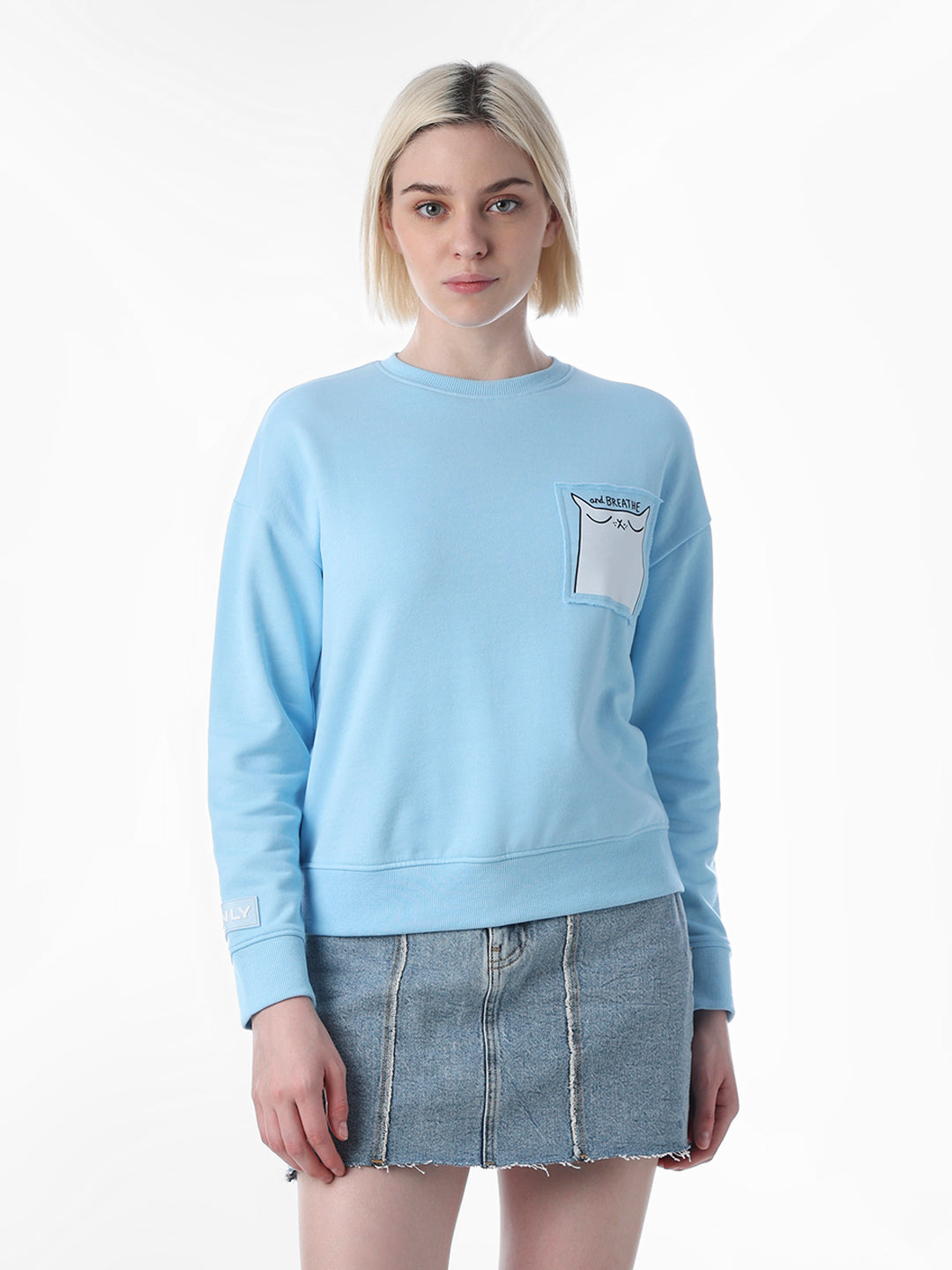 Blue Printed Regular Fit Sweatshirt