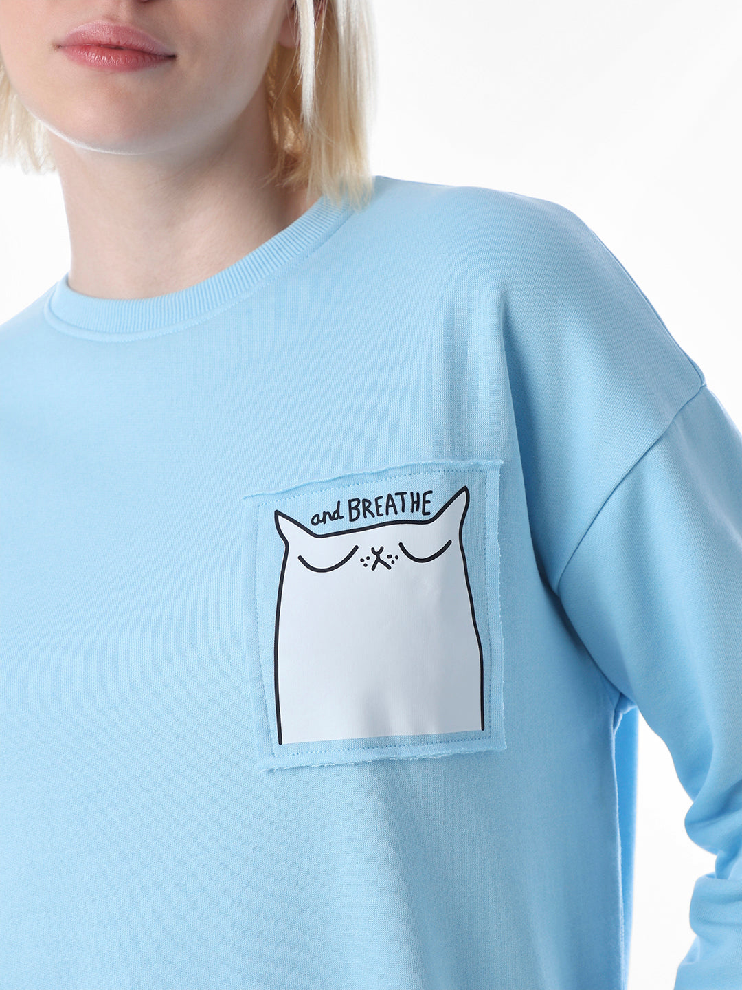 Blue Printed Regular Fit Sweatshirt