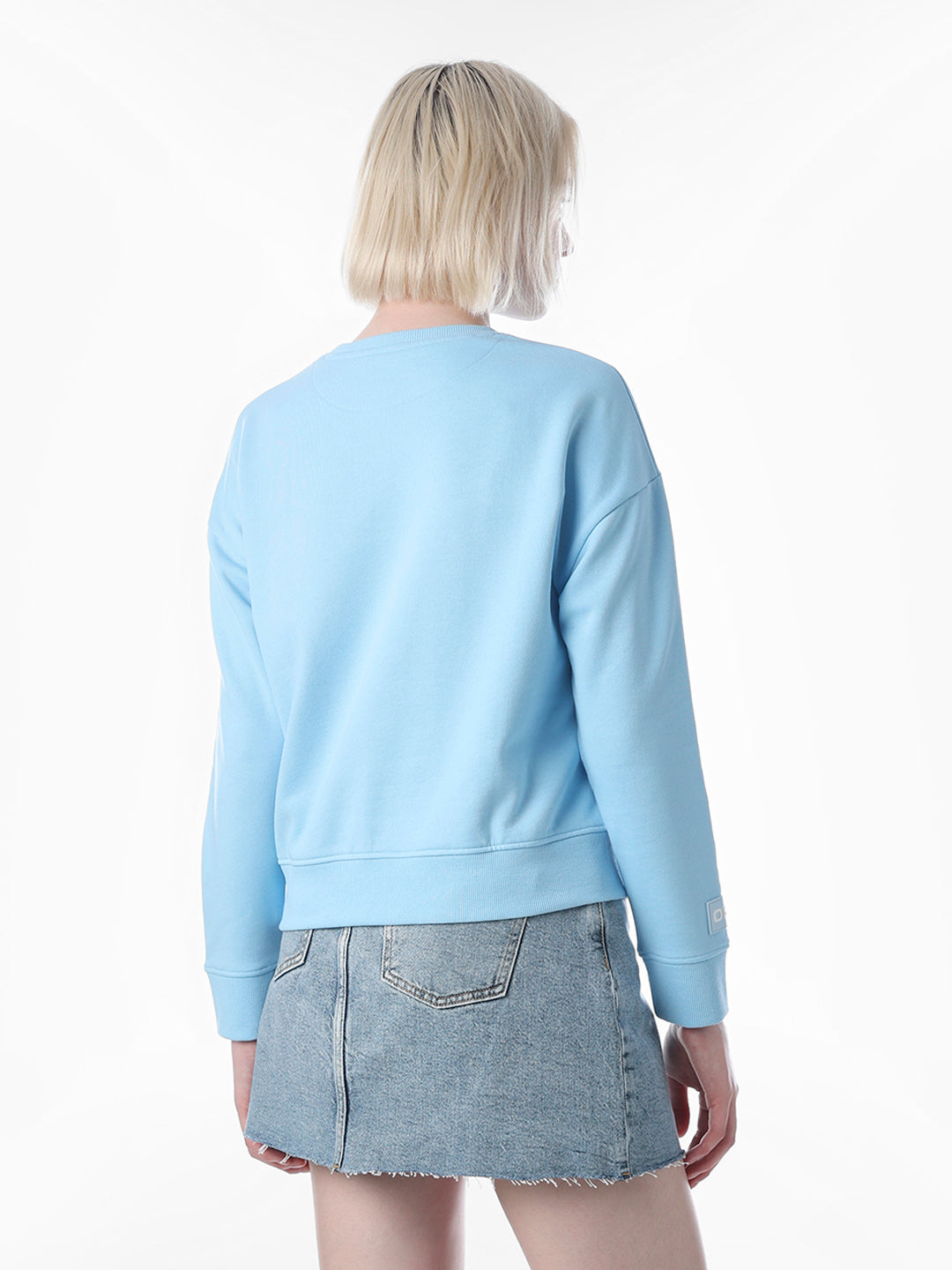 Blue Printed Regular Fit Sweatshirt