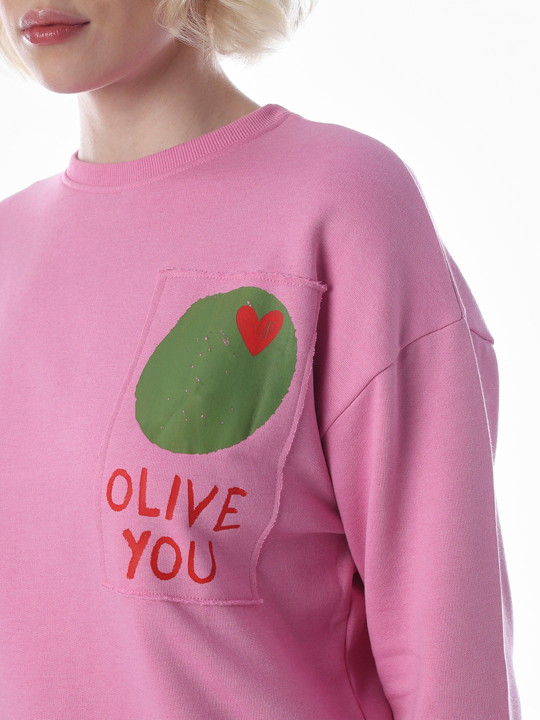 Pink Printed Regular Fit Sweatshirt