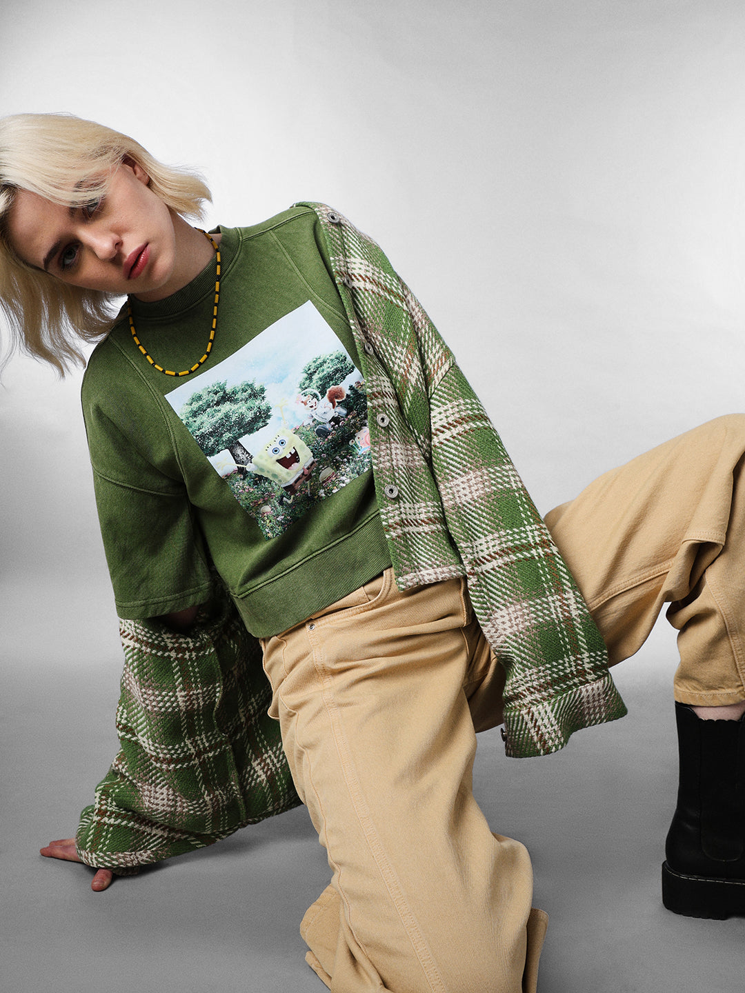 Green SpongeBob Print Sweatshirt