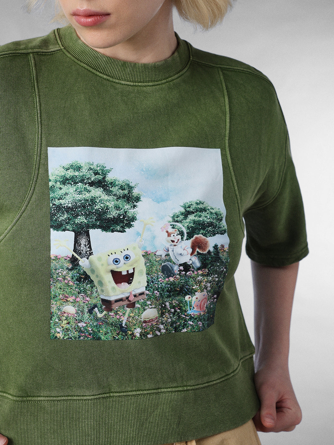 Green SpongeBob Print Sweatshirt