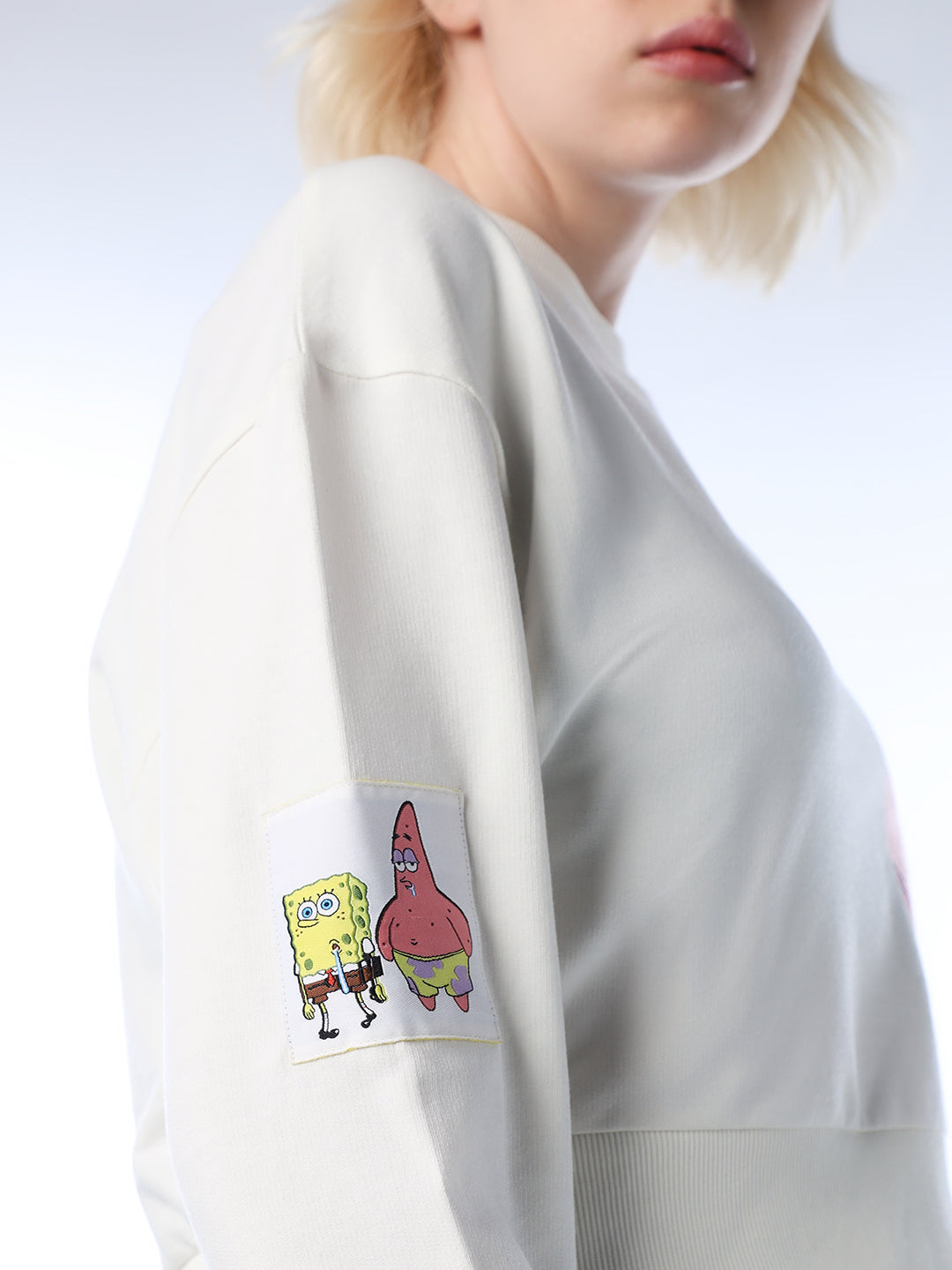 White SpongeBob Printed Sweatshirt