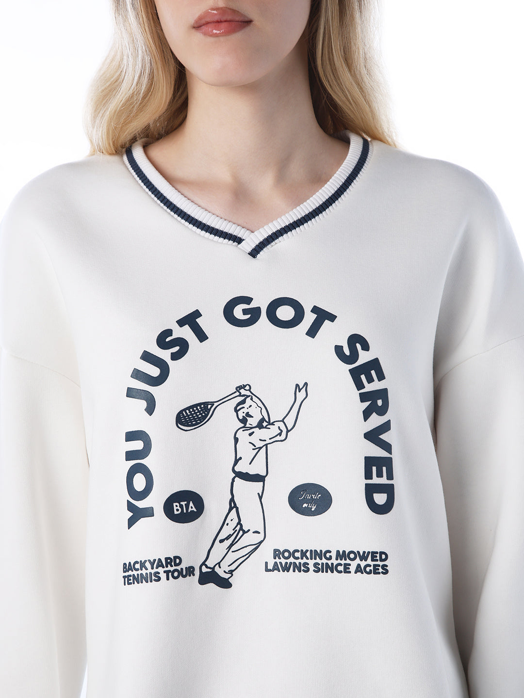 Printed V-neck Sweatshirt