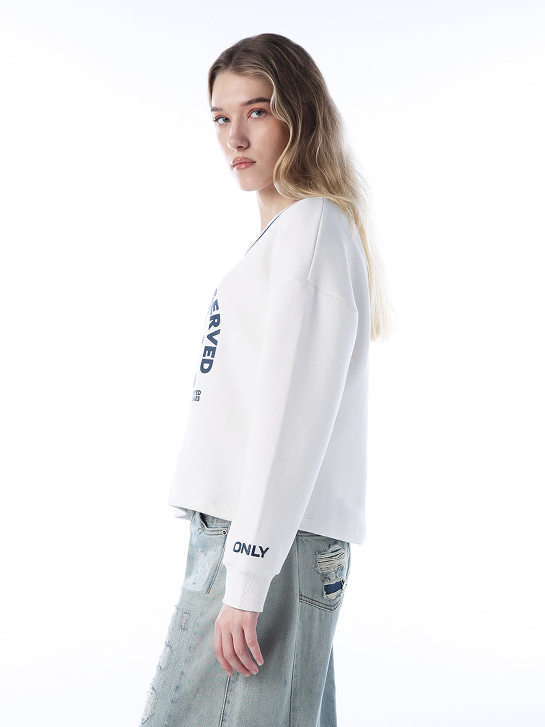 Printed V-neck Sweatshirt