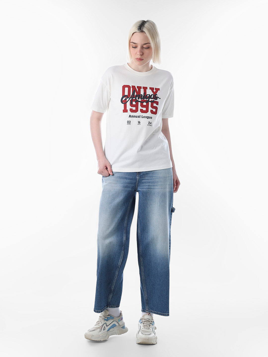 White Printed Cotton T-shirt