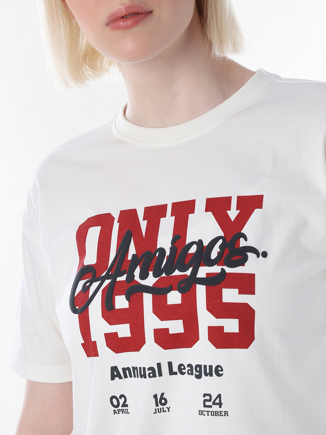 White Printed Cotton T-shirt