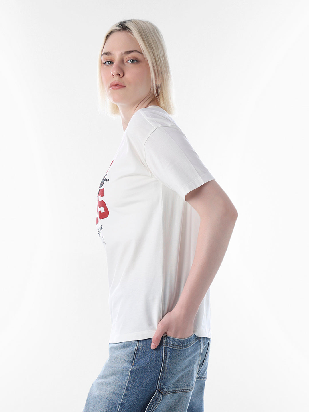 White Printed Cotton T-shirt