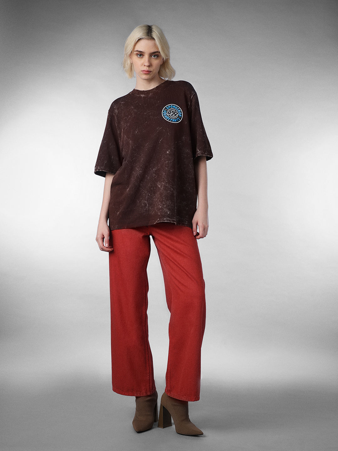 Worn-Out SpongeBob Printed Oversized T-shirt