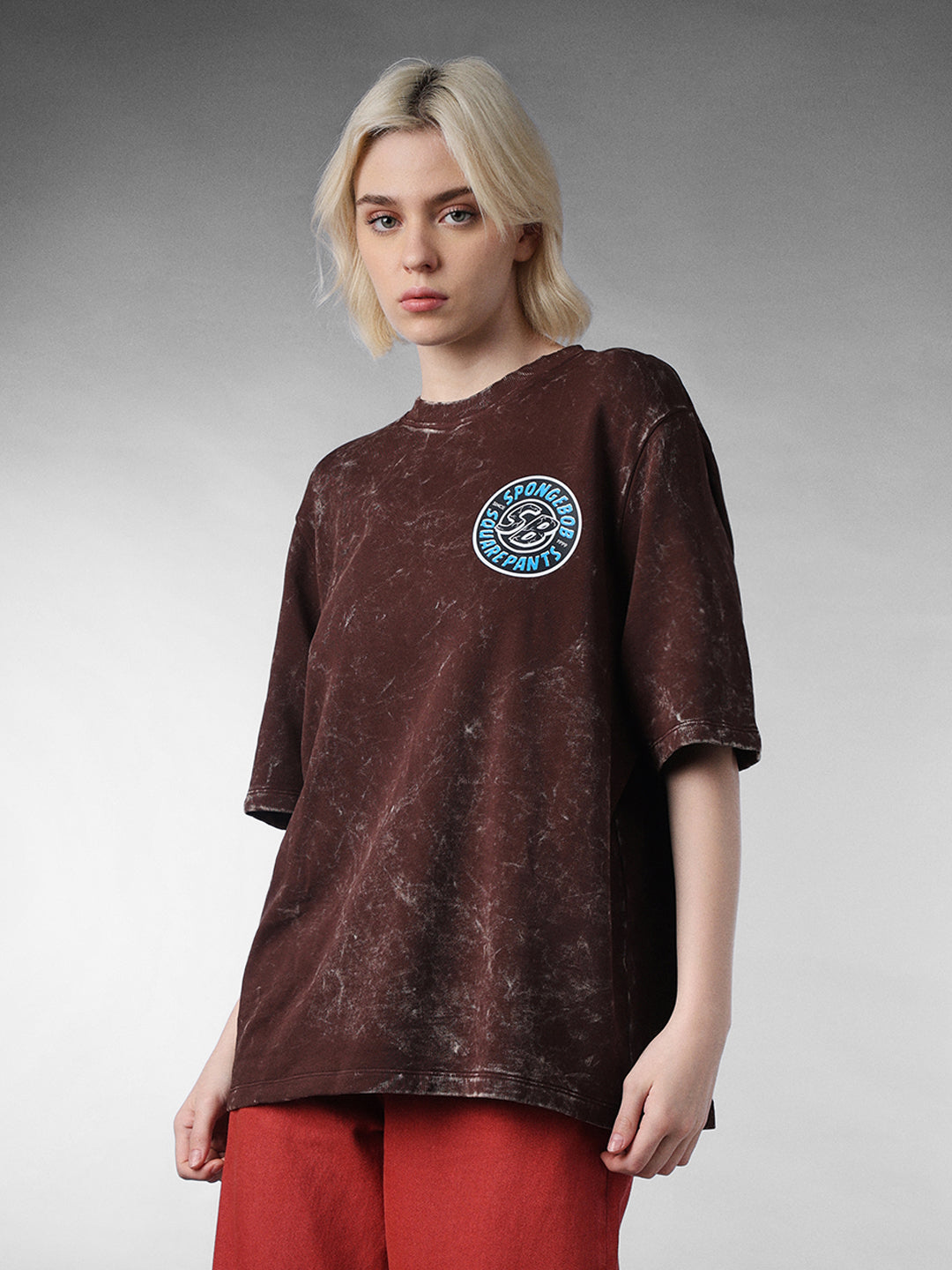 Worn-Out SpongeBob Printed Oversized T-shirt