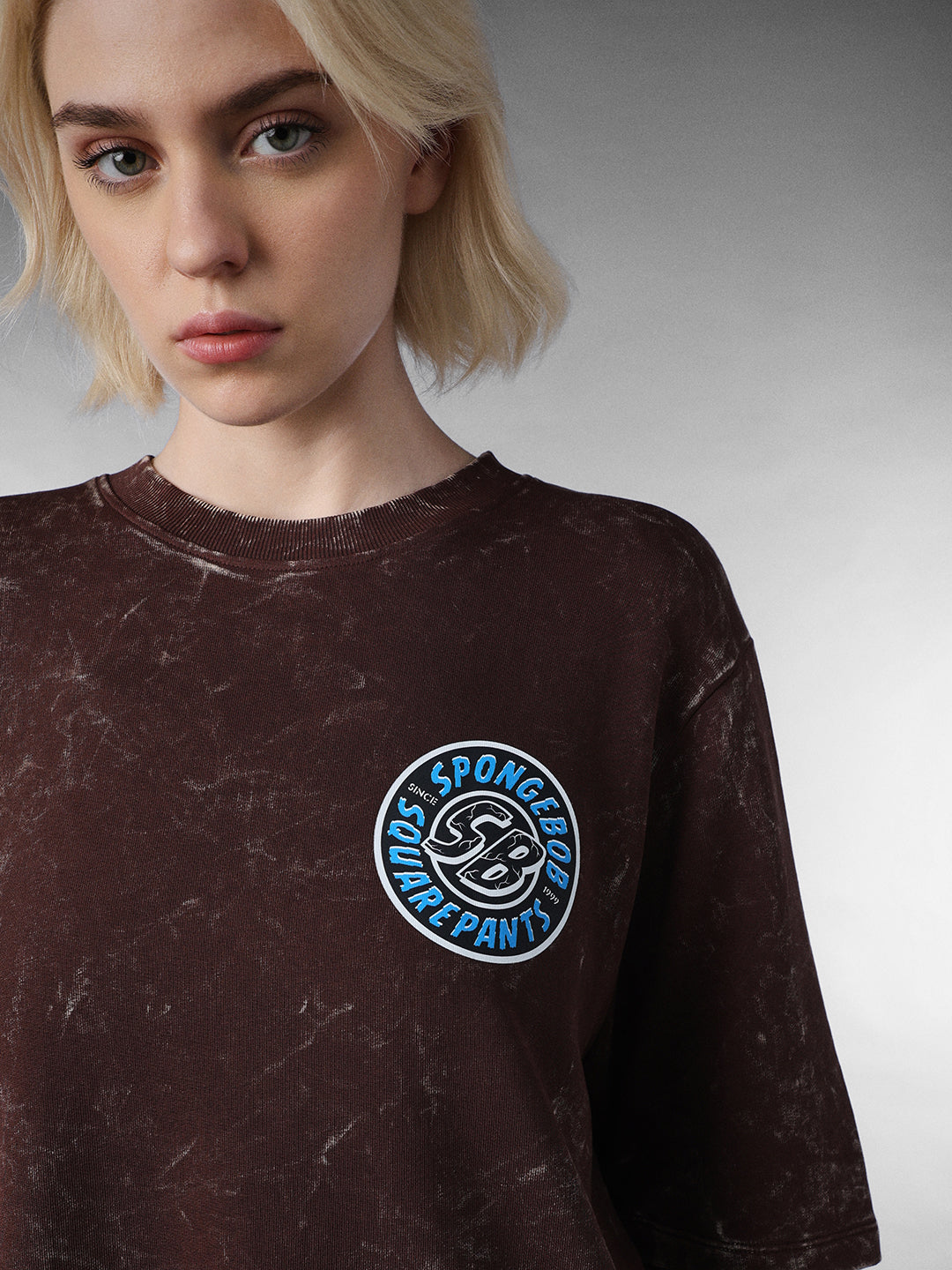 Worn-Out SpongeBob Printed Oversized T-shirt