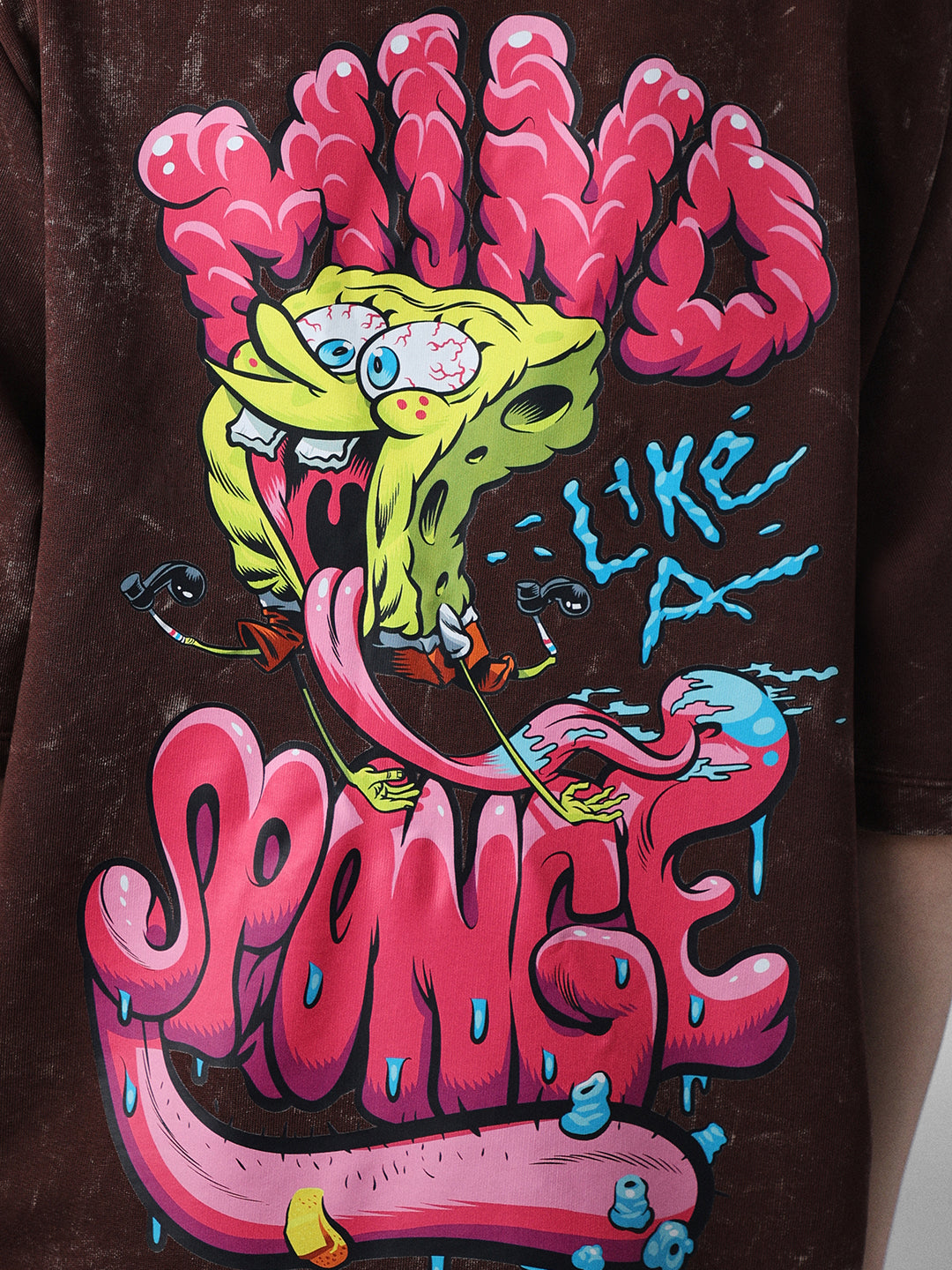 Worn-Out SpongeBob Printed Oversized T-shirt
