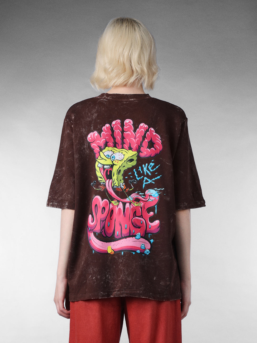 Worn-Out SpongeBob Printed Oversized T-shirt