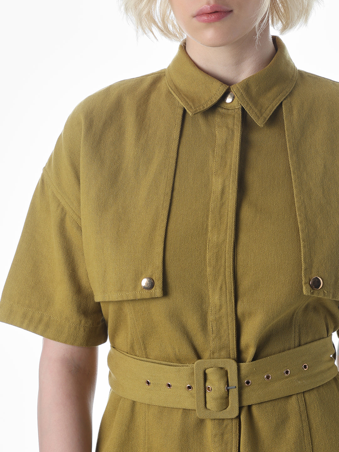 Green Belted Shirt Dress