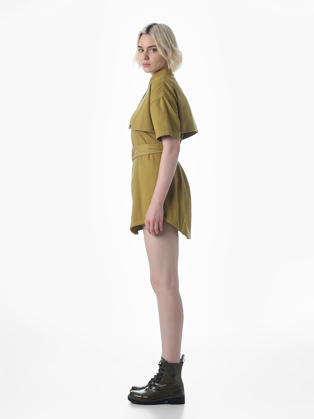 Green Belted Shirt Dress