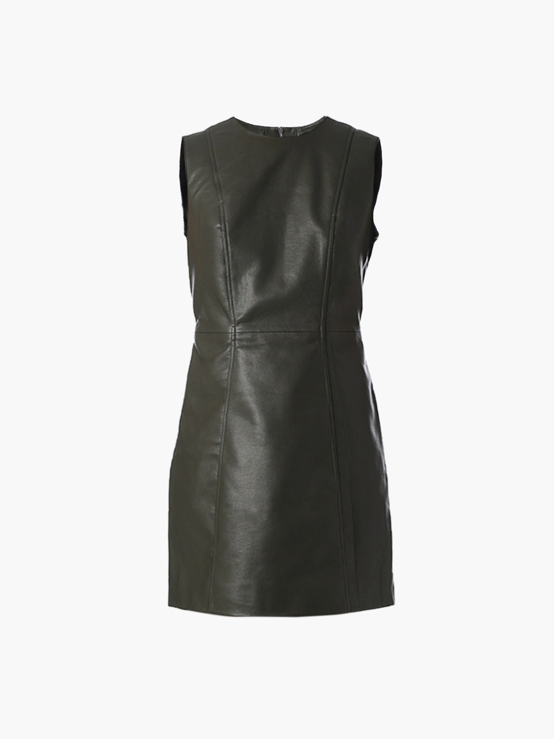 Olive Green Fitted Faux Leather Dress