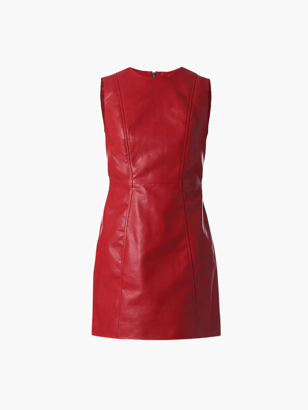 Red Fitted Faux Leather Dress