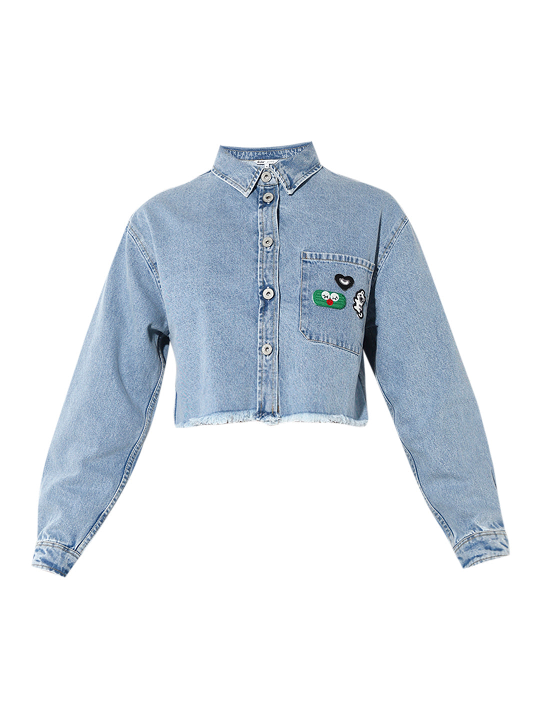 Blue Cropped Denim Shirt
