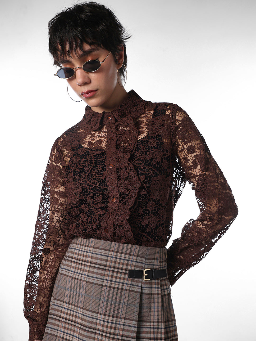 Brown Lace Shirt