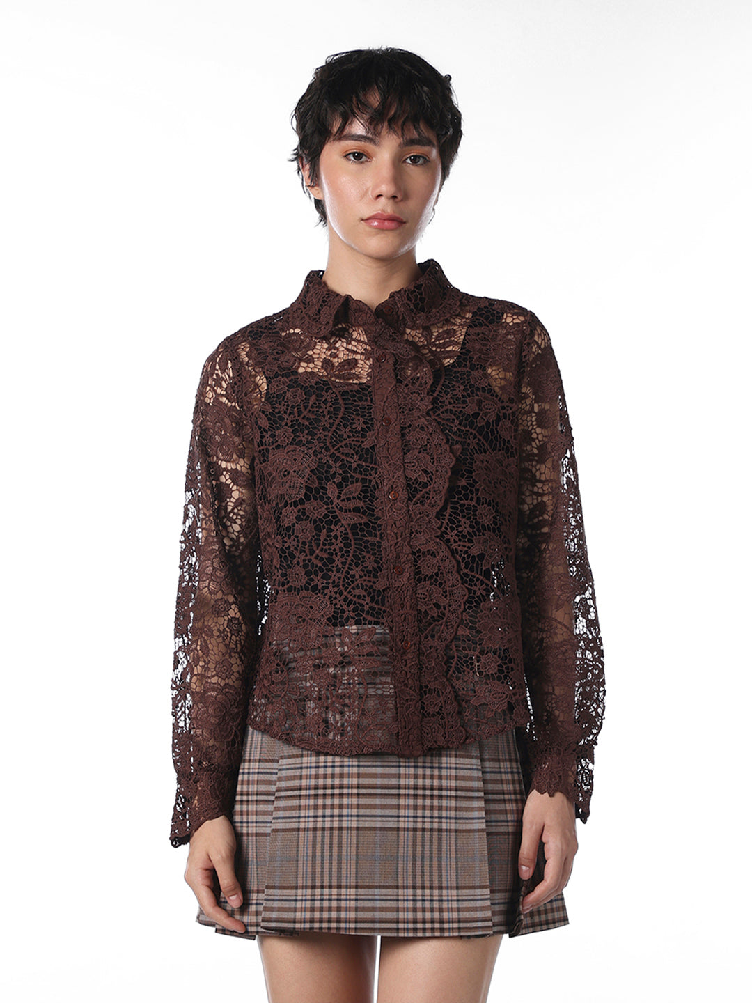 Brown Lace Shirt