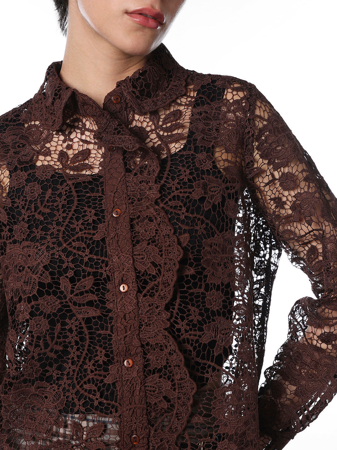 Brown Lace Shirt