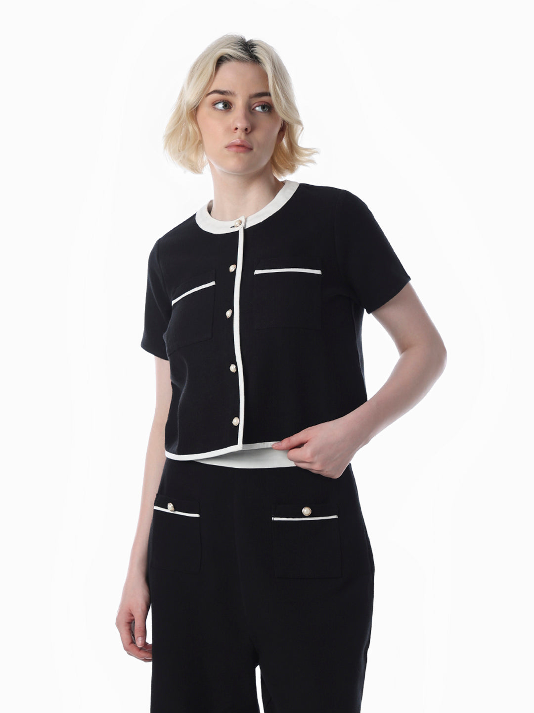 Black Tweed Cotton Top