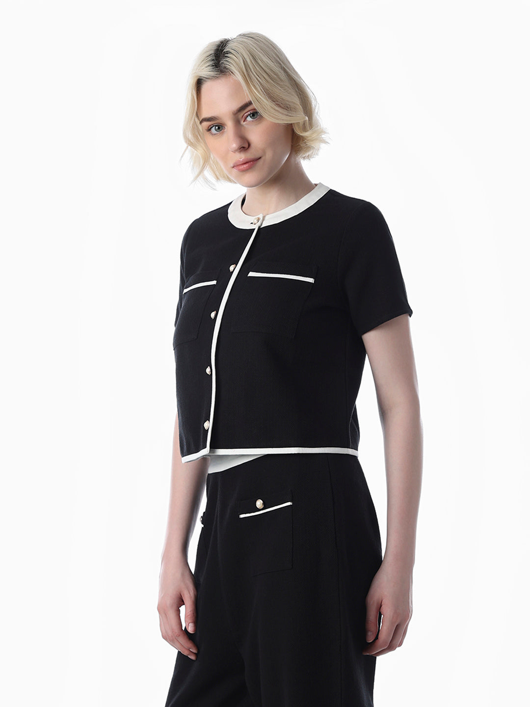 Black Tweed Cotton Top