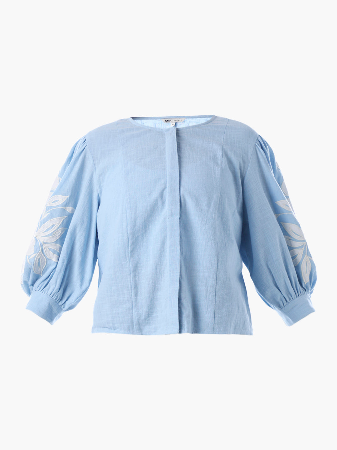 Blue Embroidered Cotton Top