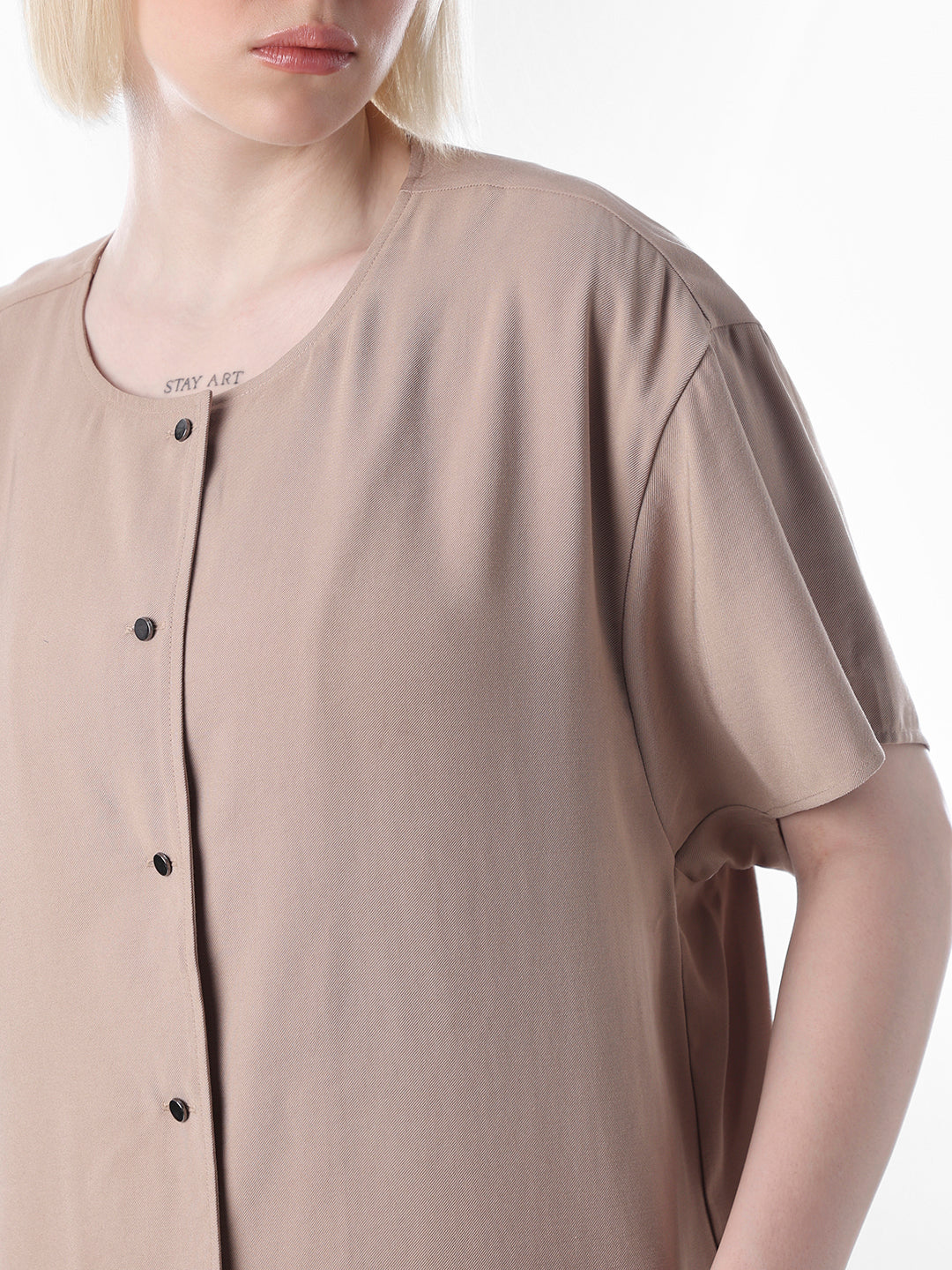 Brown Short Sleeves Top