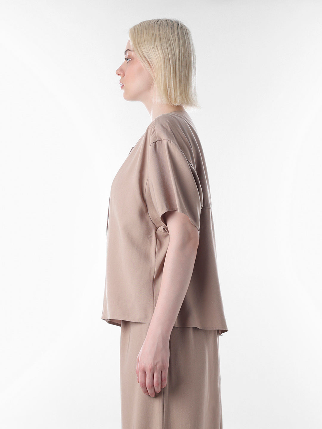 Brown Short Sleeves Top