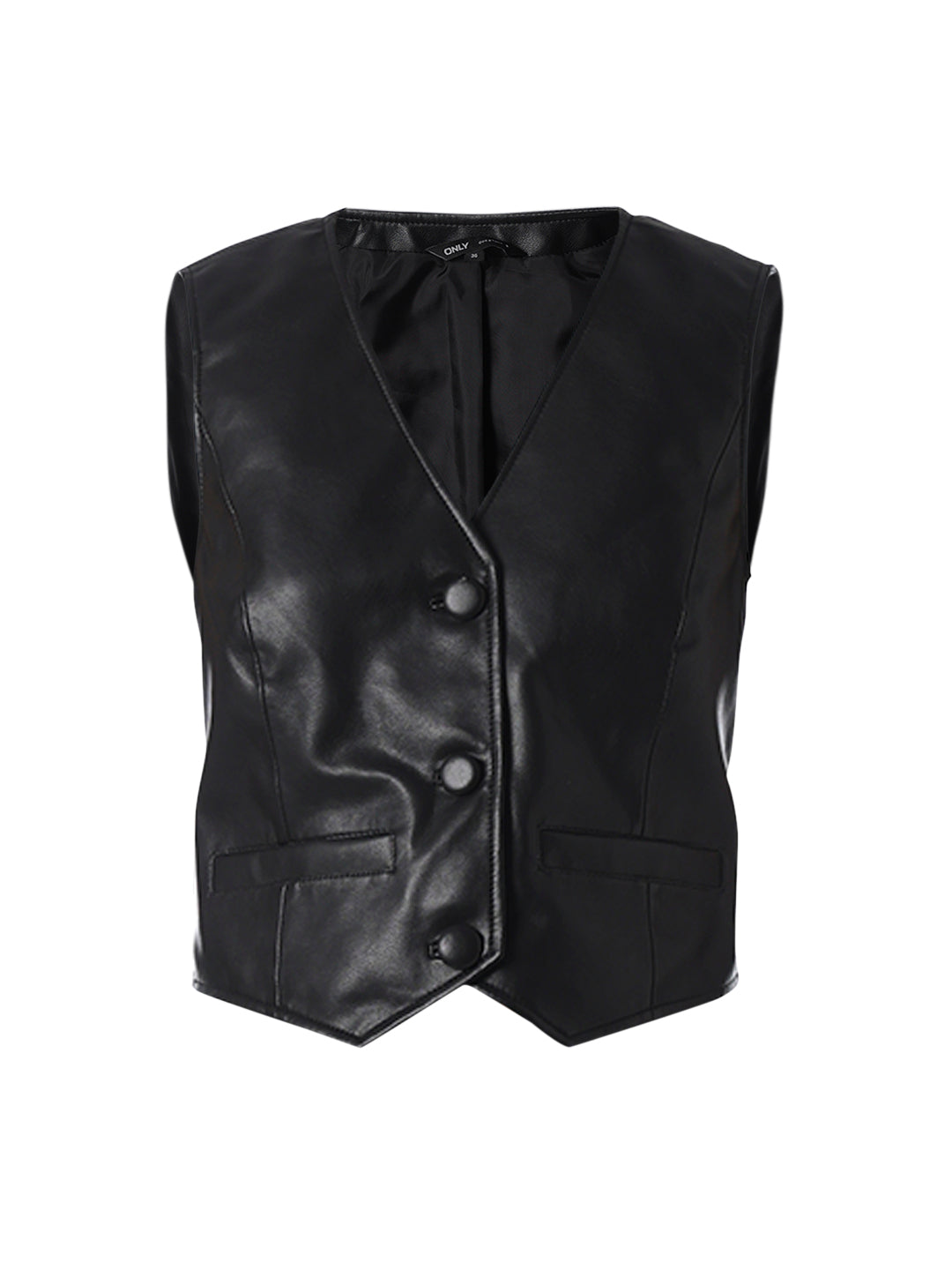 Black Faux Leather Waistcoat