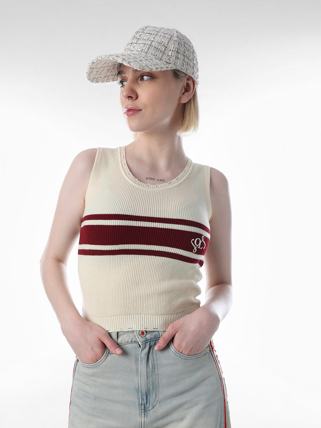 Light Yellow Sleeveless Knitted Top