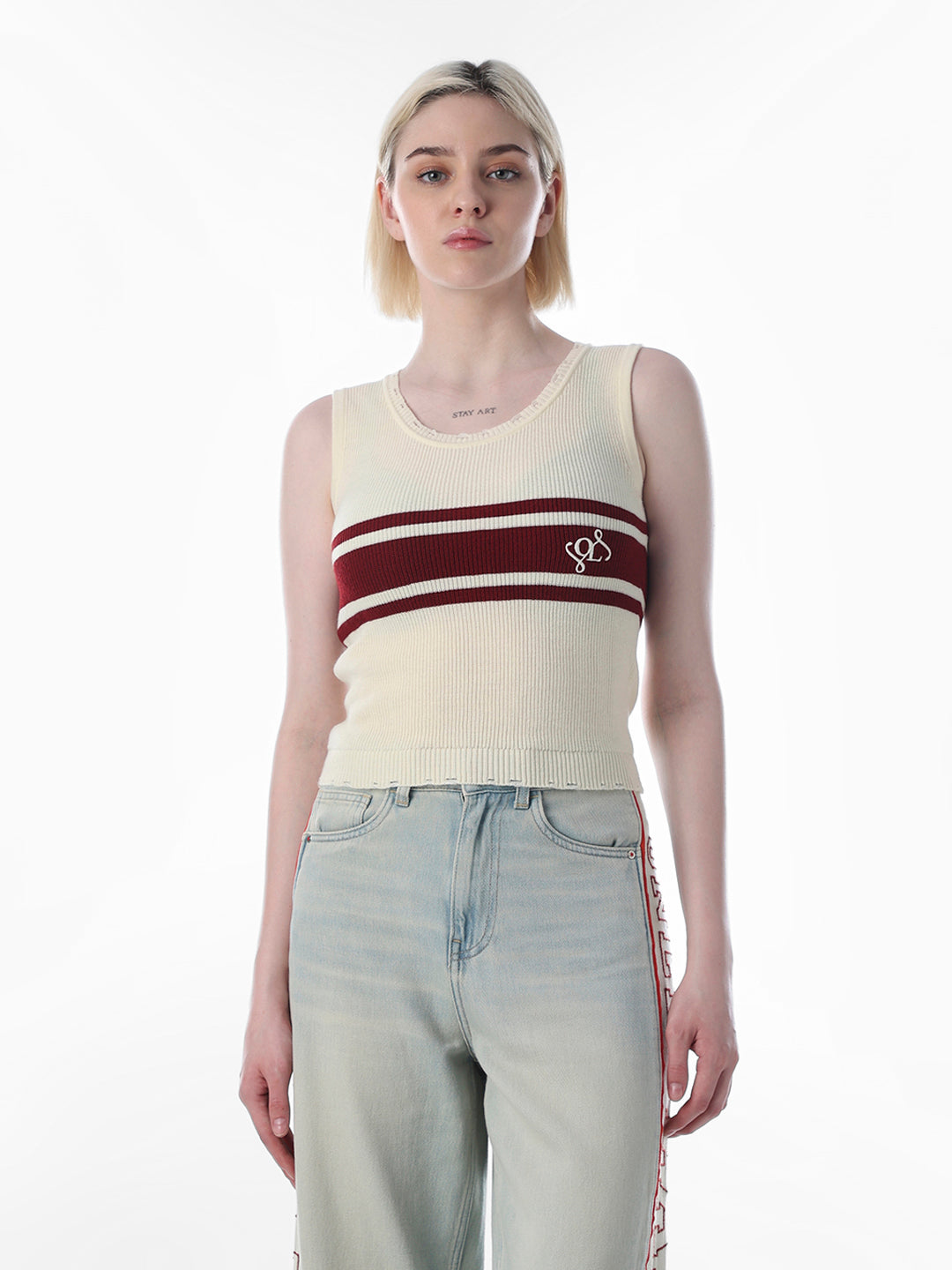 Light Yellow Sleeveless Knitted Top