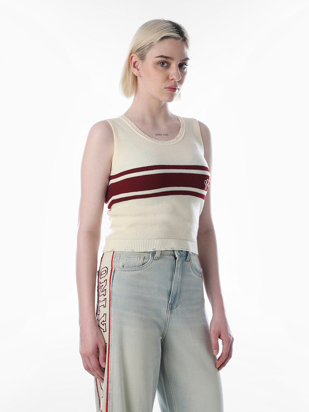 Light Yellow Sleeveless Knitted Top