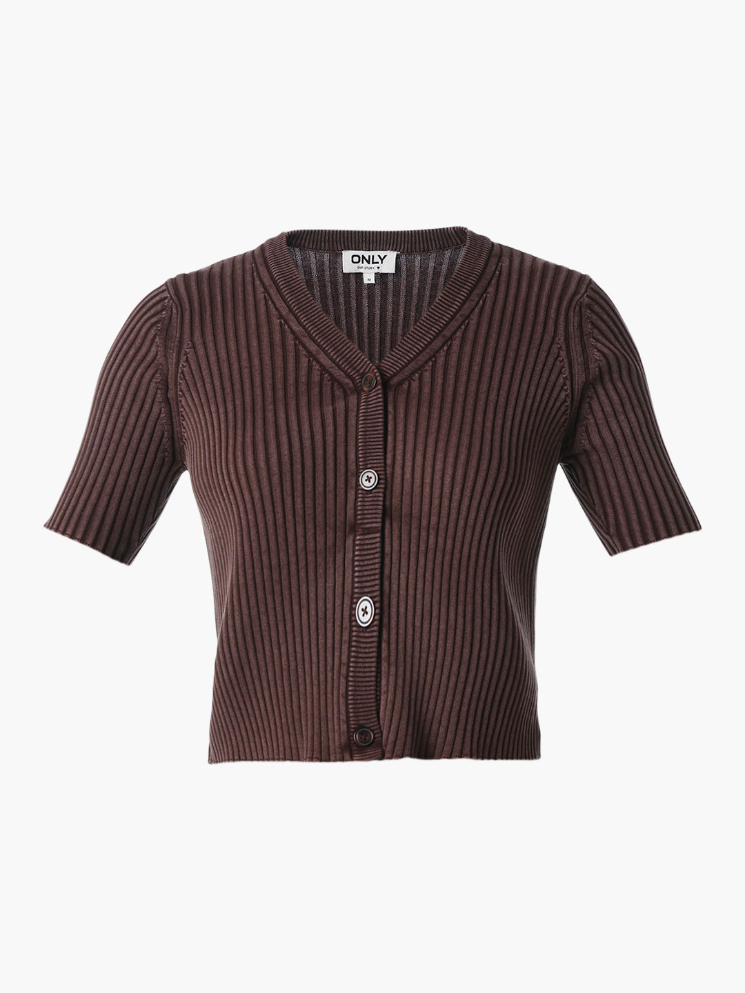 Brown Ribbed Knitted Top