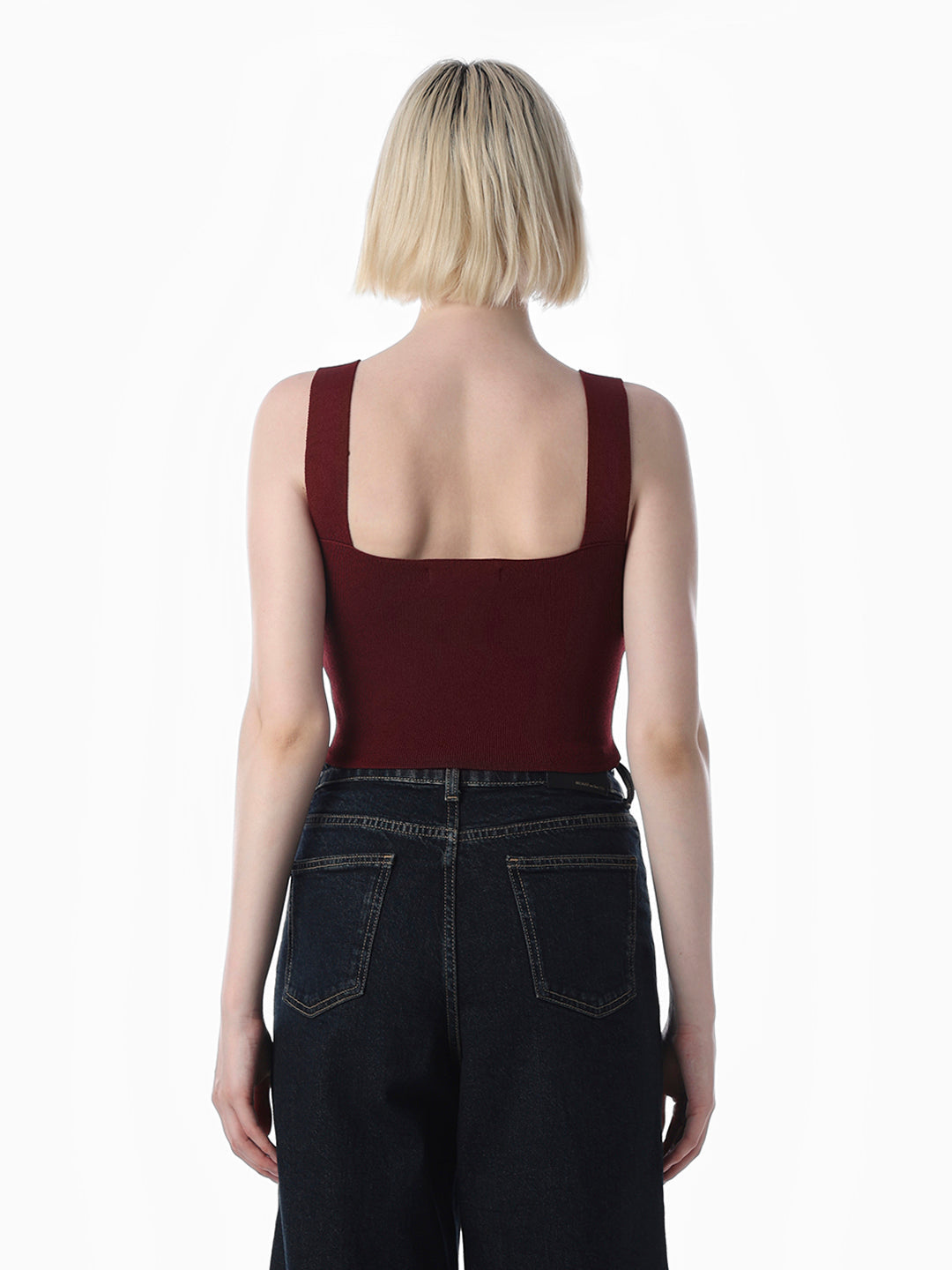 Maroon Rib-Knit Top