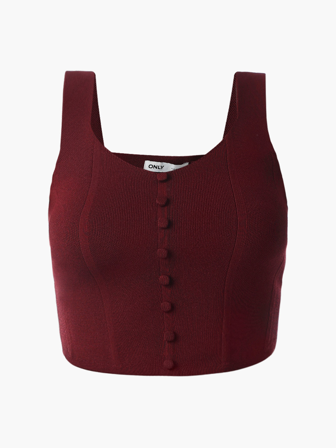 Maroon Rib-Knit Top