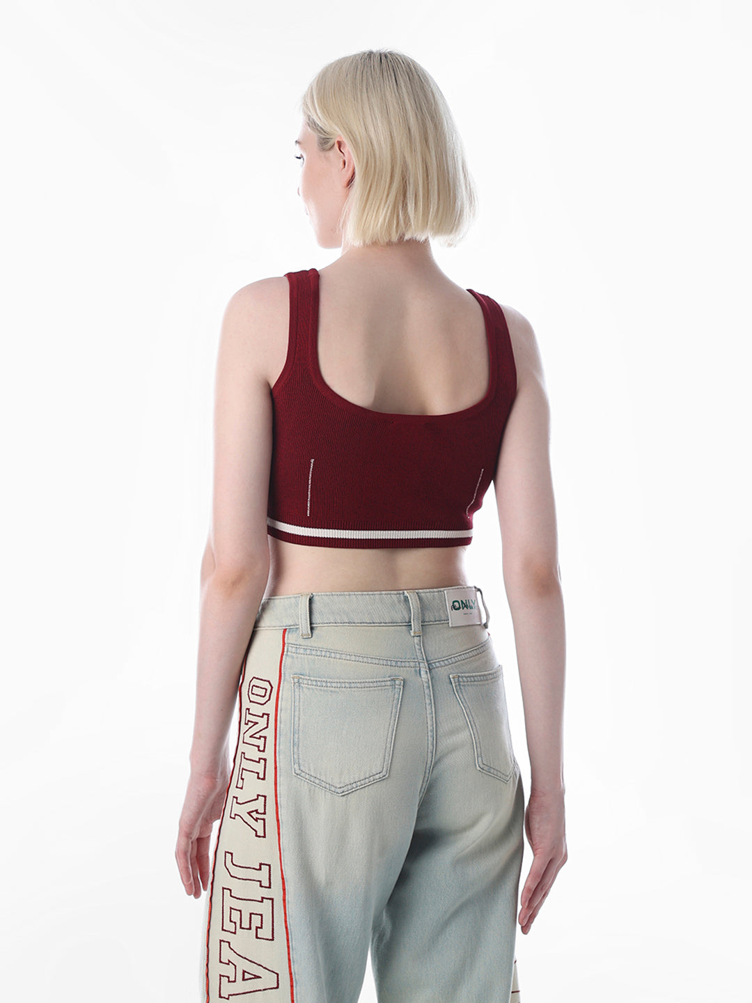Maroon Rib-Knit Crop Top