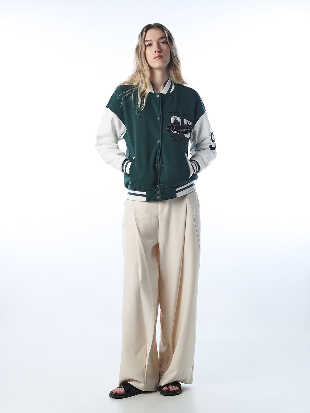 Applique Varsity Bomber Jacket