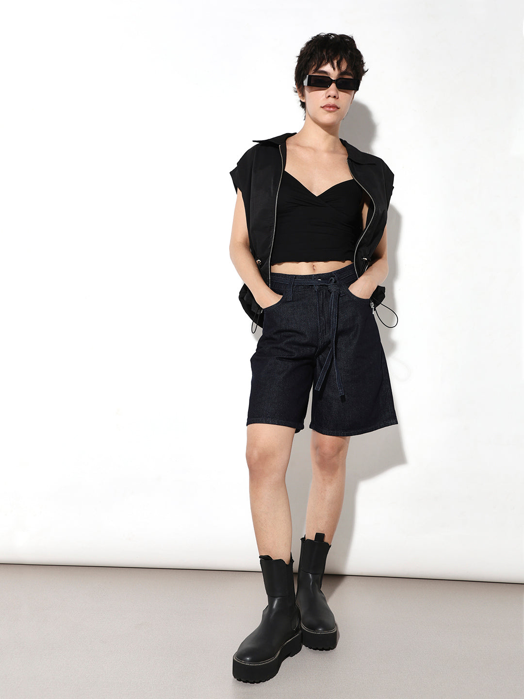 Dark Blue Denim Bermuda Shorts